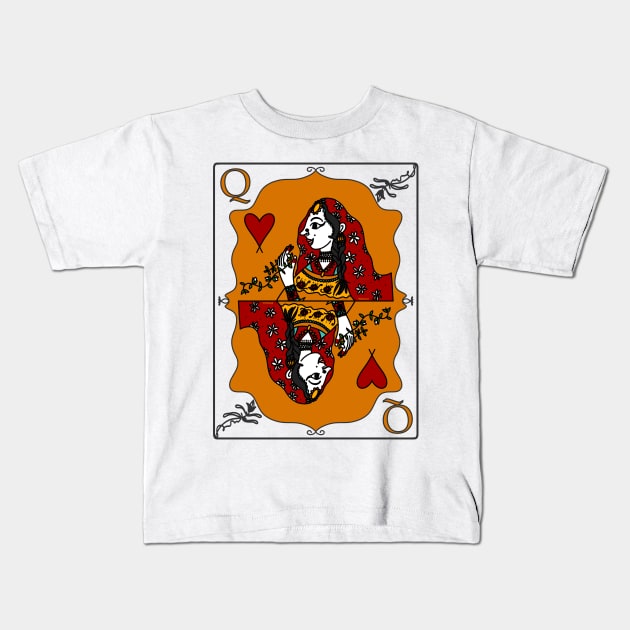 Indian Queen Of Hearts Desi Girl Kids T-Shirt by panco